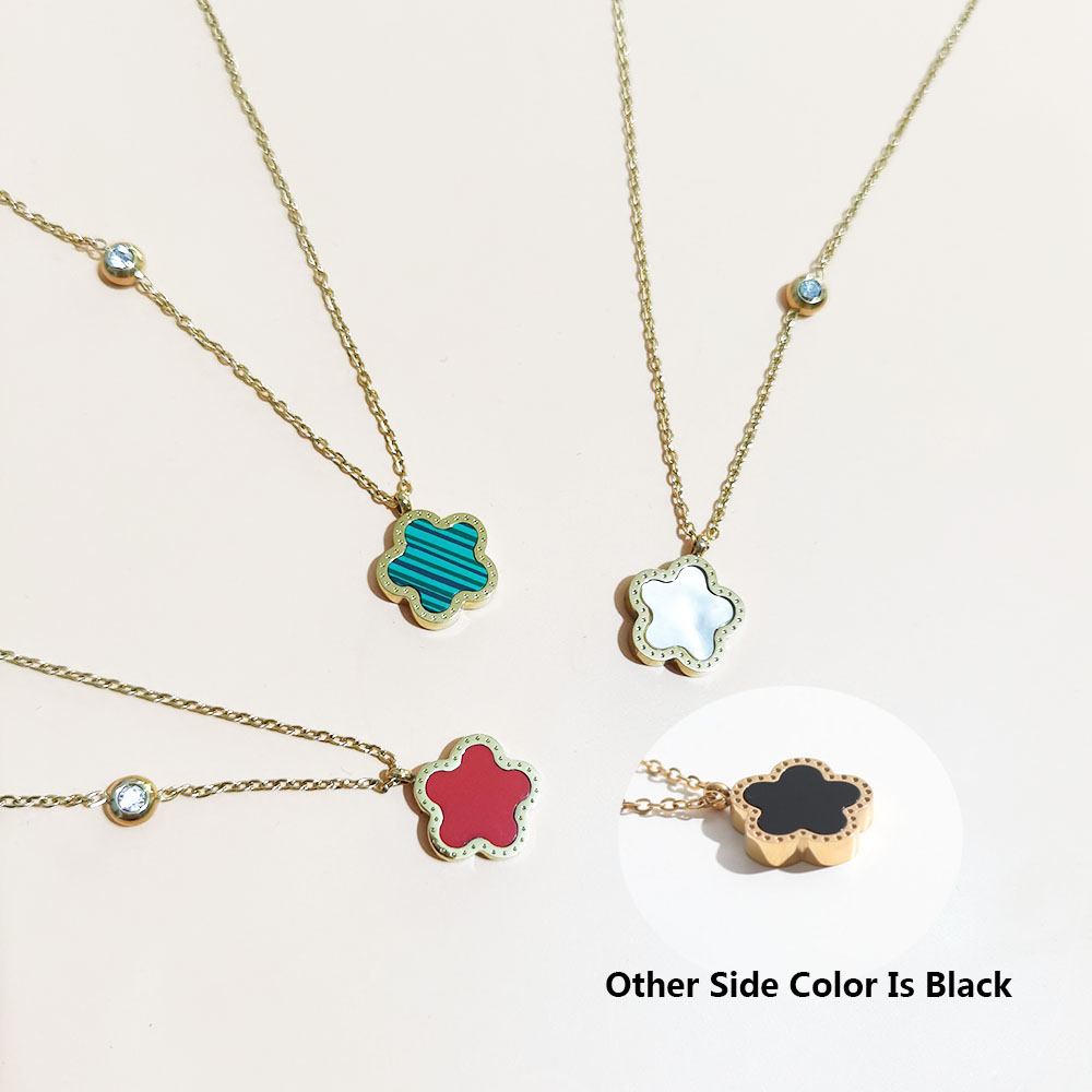 Red Clover Flower - Collar de acero inoxidable chapado en