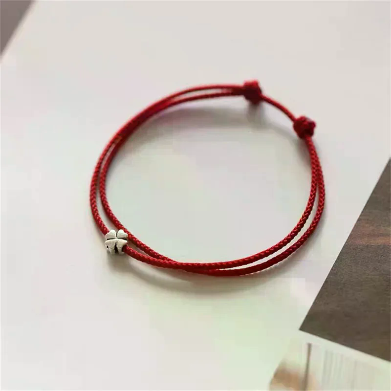 Red Clover Flower - Mini pulsera de hilo rojo de