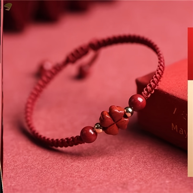 Pulsera trenzada de cordón roj - Red Clover Flower reseña y precio