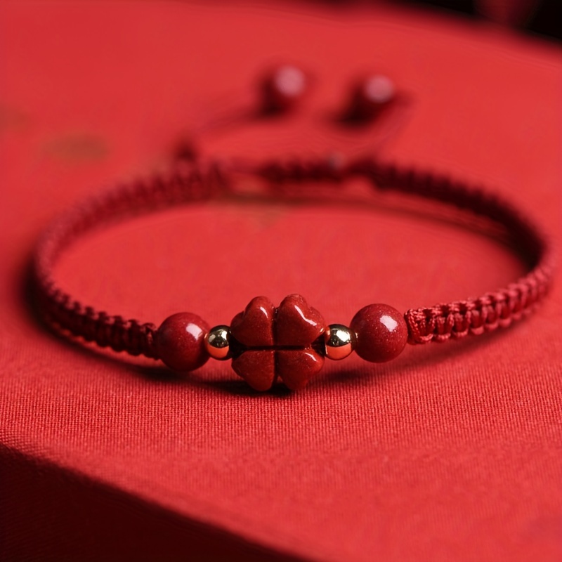 Pulsera trenzada de cordón roj - Red Clover Flower reseña y precio